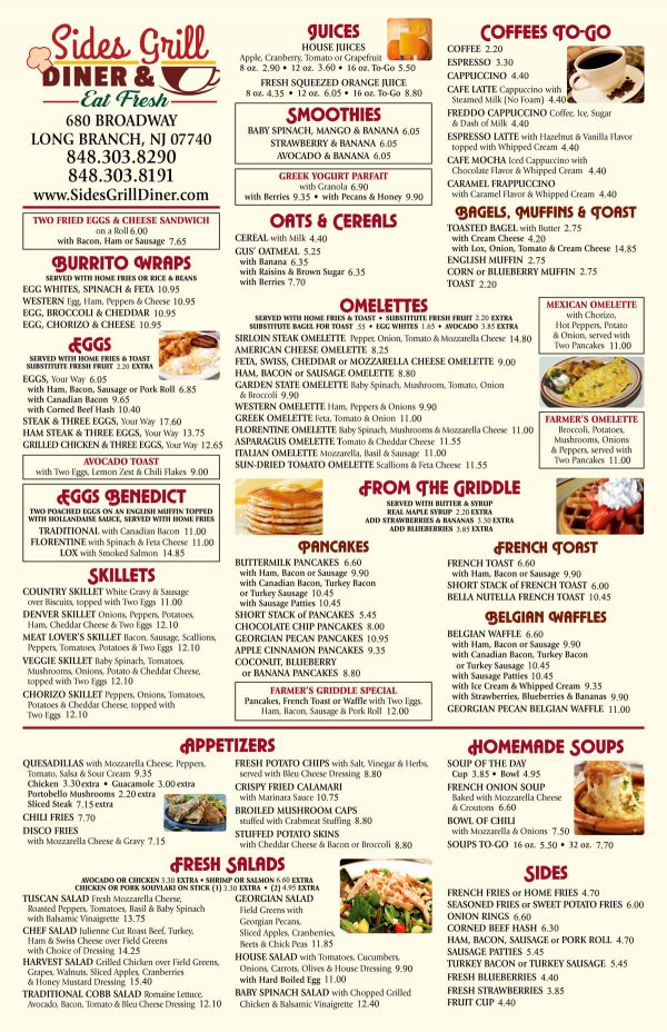 MENUS Sides Grill Diner & Cafe